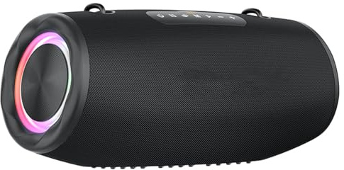 Vroomoto Portable Speaker 80W Powerful Bass Large Size Wireless Speakers RGB Lights for Outdoor Parties (Black)