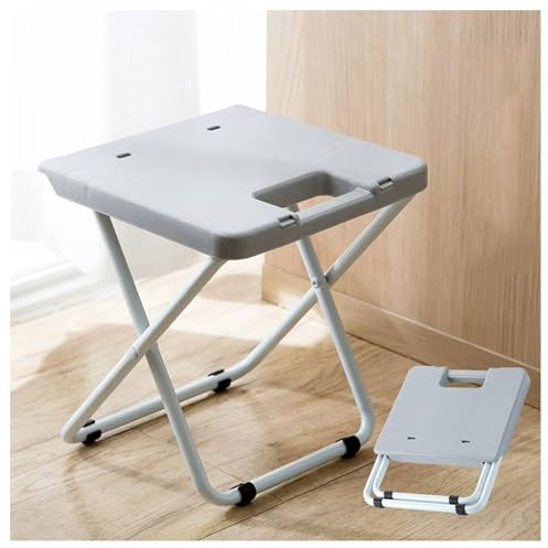 Sedia Pieghevole in Plastica Altezza Seduta 25 Cm Sgabello Pieghevoles Gambe in Metallo Rinforzato Spessore da Chiusa 3,5 Cm Struttura Portante a Forma di X Dotata di Maniglia e Piedini Antiscivolo
