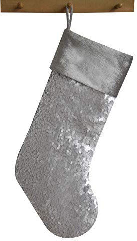 gireshome Silber BlingBling Pailletten Weihnachtsstrumpf Xmas Tree Decor Festival Party Ornament 25,4 x 45,7 cm
