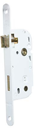 Bricard 2679 Serrure à encastrer axe 40 mm pour Porte de Salle de Bains et Toilettes, fermeture par Bouton, coloris Blanc