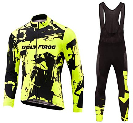 UGLY FROG Radtrikot Fahrradbekleidung Set Langarm Winddicht Herren Thermische Fleece mit 20D Polster Hosen