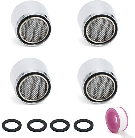 Kitchen Faucet Aerator,22mm /0.87 Inch Female Threaded Brass Housing Aerator with Plumber's Tape, Polished Chrome, 4 Pack