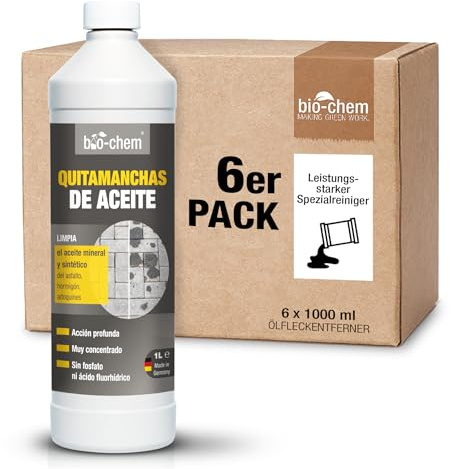 bio-chem Ölfleckentferner 6x 1L für Pflaster & Beton | Zur Entfernung von Ölflecken aller Art auf Pflastersteinen, Beton und Asphalt