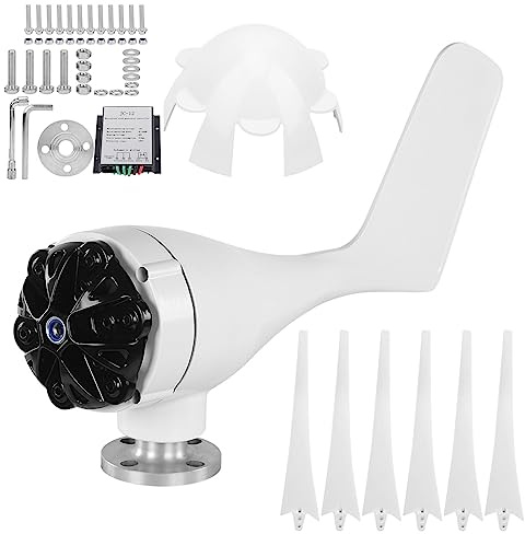Professionelles Windturbinen-Kit, 1600 W 6-Blatt-Windgenerator 2,0 m/s Windmühle mit niedriger Startwindgeschwindigkeit für Heimwerker im Freien(12V-Weiß) Dynamo