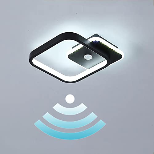 TRUYOK 18W LED Deckenleuchte mit Bewegungsmelder 6000K Innen Sensorlampe Moderne Deckenlampe mit Sensor für Flur Treppe Wohnzimmer Balkon Küche Garage Veranda BüRo Innenlampen 23CM Schwarz