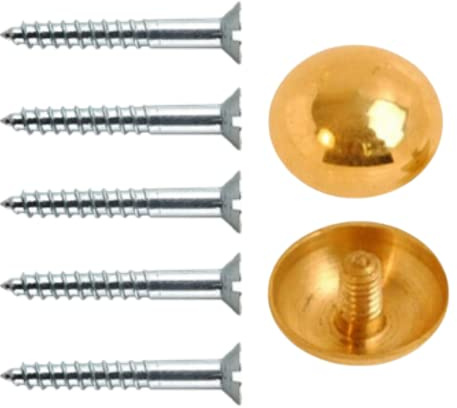 32mm Mirror Screw Brass Dome Screw Caps Mirror Screws with Decorative Cap Covers Mirror Screws Fitting Set for Mirror Tables Bath Plates Wardrobes Glass Signs Pack of 8.