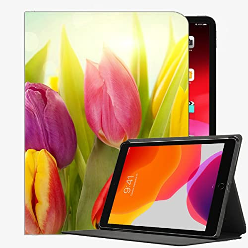 YENDOSTEEN Funda para iPad 9ª (2021)/8ª (2020)/7ª (2019) generación 10,2 Pulgadas, Flores de tulipán Resistente a Impactos Suave Carcasa Cover