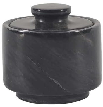 MARBLOUS KRAFTS Stilvoller Marmor-Zuckerspender, 100 ml Salzkeller, Salzbehälter und Marmor-Dekor, 7,6 x 7,6 cm, Küchendekoration und Salz-Pfefferschalen, Salzspender (schwarz)