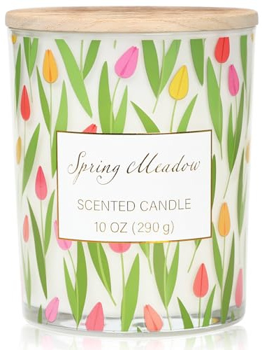 Spring Candles - Tulip Scented Candle Gift - Candles Gift for Women Men, 10oz Large Flowers Soy Wax Jar Candle