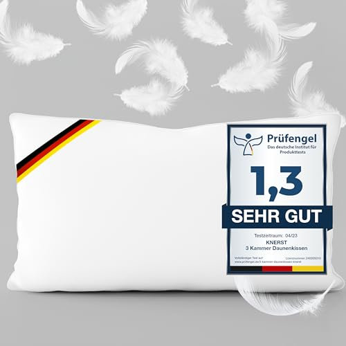 Made in Germany Daunenkissen 40x80 cm - 3-Kammer Daunenkissen - Kopfkissen 40x80 Daunen & Federn Kissen ÖKO-TEX Top Hotelqualität Kopfkissen