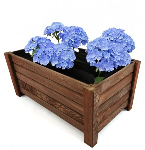 Ogrodzenia Wiklinowe Fioriera Rettangolare 59x33x25 cm - Vaso in Legno - Colore Marrone Scuro - Cassetta per Piante - Coprivaso Naturale - Vaso da Fiori per Balcone & Giardino