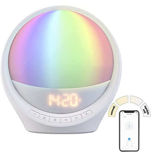 auvisio Nachtlicht-Wecker: WLAN-Lichtwecker, Sonnenaufgang, Versandrückläufer (Stimmungslicht-Wecker, Lichttherapie, Uhr)