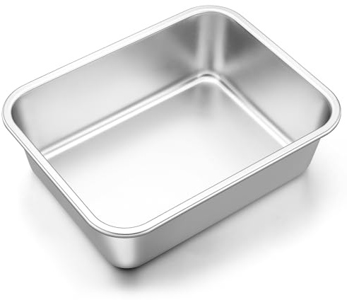Onader Lasagna Pan 12¾ x 10 Inch, Deep Stainless Steel Cake Pan, Rectangular Baking Dish
