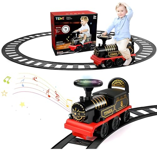 RLS Kids Ride On Train 6V Electric Ride On Toy With 16 Pieces Tracks Lights & Sounds