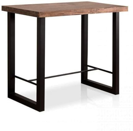 Home Heavenly® - Mesa Alta Industrial Darek 120x70 cm, Mesa de Bar o Cocina, Mesa de Madera y Patas metálicas en ‘U’ con reposapiés. (Roble Americano - Negro)