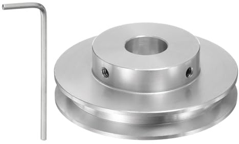 sourcing map Einzelrillen Riemenscheibe Keilriemenscheibe 10mm feste Bohrung 60mm Außendurchmesser Aluminiumlegierung mit Sechskantschlüssel für Bohrmaschine 6mm PU-Rundriemen