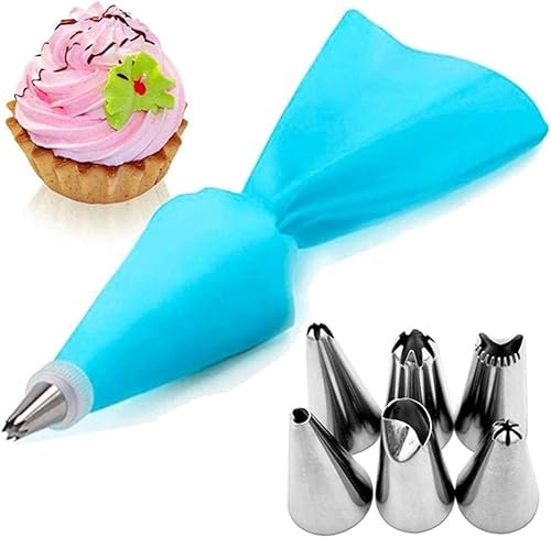 Pasteles boquillas Juego de boquillas para tuberías de acero inoxidable, juego de boquillas para bolsa de hojaldre de silicona, Kit de boquillas para manga pastelera y crema, 8/14/26 Uds. Portable