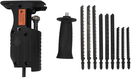 Kit Adaptador Sierra Alternativa con Taladro Eléctrico, 9 Hojas de Corte, Portátil con Ajuste de Ángulo Y Profundidad para Trabajos En Madera Y Metal