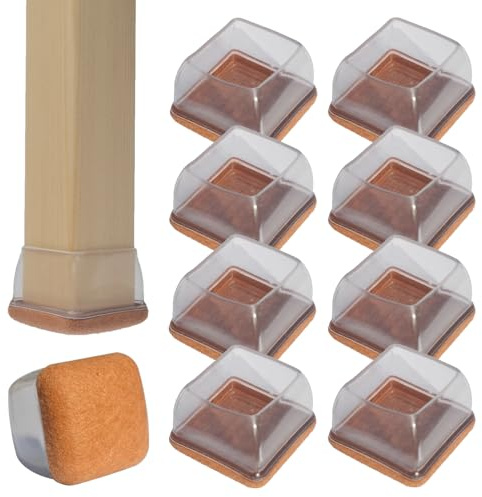8 Pcs Extra Large Chair Leg Floor Protectors - Felt Furniture Pads for Hardwood Floors, Clear Silicone Chair Leg Covers Caps, Furniture Floor Protectors, Prevent Scratches and Noise(Fit 1.4-1.8)