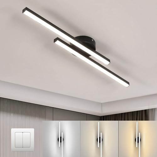 Toolight Plafoniera LED Doppio Lineare 17W 3000K-6500K 60cm Corridoio | Lampadario Soffitto Moderno, 1910LM, 3 Temperature Regolabili, Dimmerabile, per Camera Letto e Ingresso, Stile Moderno