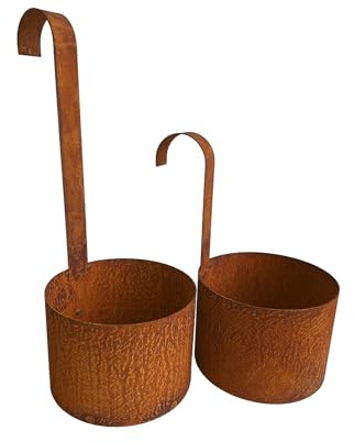 Bornhöft 2er Set Rost Deko Garten Pflanztopf zum Hängen Edelrost Gartendeko Hängetopf Übertopf rostige Dekoration