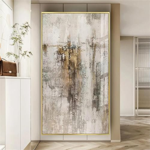 HOLEILUCK Lienzo abstracto moderno pintura al óleo dorado decoración de la pared sala de estar hotel 100x200cm/39x79in