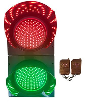 ZYJIX Lampione Stradale A LED Dimmerabile Rosso Verde 2 in 1 Semaforo 200mm con Telecomando - Spia con Lente A Ragnatela Semaforo Industriale(Color:220v)