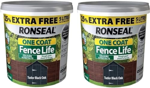 FAB INT PRODUCTS Fence Life Wood Treatment, 2 x 5 litres, One Coat Formula (2 X Tudor Black Oak)