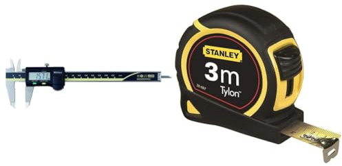 MITUTOYO Digital Messschieber ohne Datenausgang DIN 862 & Stanley 1-30-687 Bandmass Tylon, 3 m, Tylon-Polymer Schutzschicht, verschiebbarer Endhaken, Kunststoffgehäuse