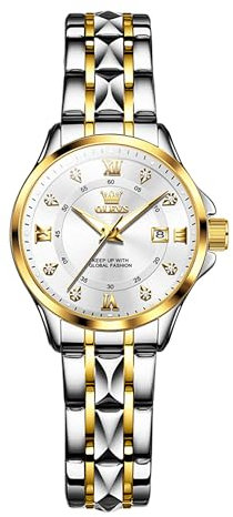 Raitown Uhren Damen Edelstahl Wasserdicht Diamant Analog Quarz Uhr Stylisch Lässig Silber Schwarz Gold Blau Kleines Zifferblatt Damenuhr Geschenk für Damen