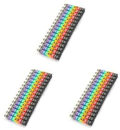 Sonew 0–9 Codierte Kabelmarkierungen Zum Klemmen, 1,5 Mm2 Nummern Rohr-Drahtnummernetikett, Kunststoff-Kabelkennzeichnungs-Drahtkabelmarkierung, Geeignetes 2,0 Bis 3,2 Mm Kabel, 15
