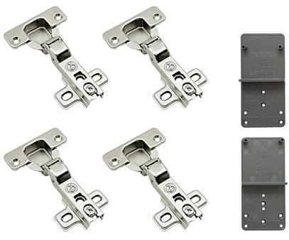 LOOTICH 105 Grad Mittelanschlag Topfscharnier Standardscharniere 35 mm ohne Dämpfer mit Schließautomatik Scharniere für Küchenschrank Kleiderschrank Schranktür Möbel 4 Stück