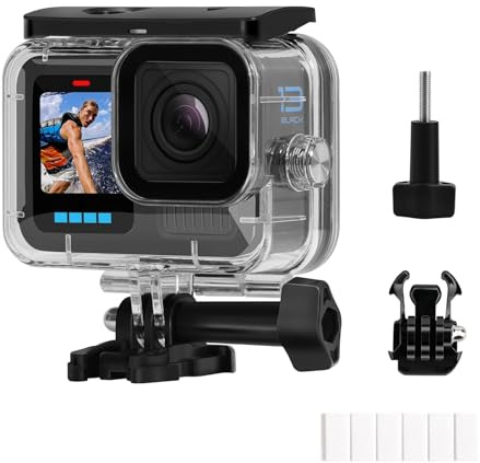 60M/196FT Wasserdichtes Gehäuse Hülle für GoPro Hero 13/12/11/10/9 Black,schützende Unterwasser mit Halterung und Befestigungsschrauben für Go Pro Schwarz