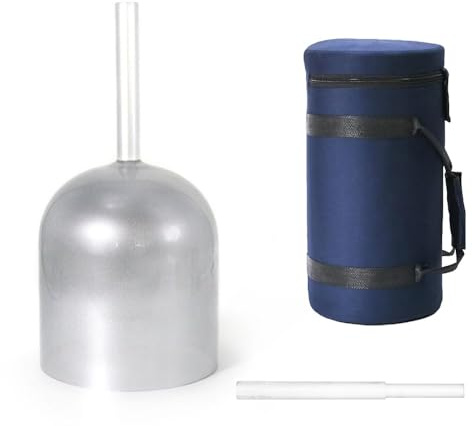 Calice en cristal transparent, bol sonore de méditation argenté, avec étui de transport et bâton en acrylique, pour la méditation et le soulagement du stress, transparent (17,8 cm, note A, 432 Hz)