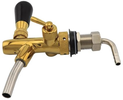 Elaboración de cerveza casera Grifo de cerveza con Control de flujo, grifo dispensador de cerveza de barril cromado de bronce con mango corto for Bar en casa, puente, restaurantes, herramienta de elab
