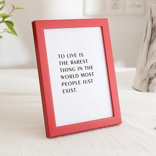 Whoiy Bilderrahmen Rot 21x29.7 MDF Holz Einfach und Stilvoll, A4 Fotorahmen Horizontal & Vertikal für Wandbehang, Geschenk für Hochzeit Jahrestag Freunde