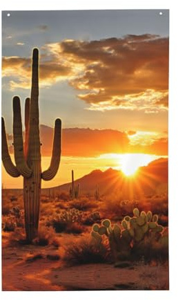 Deserto Con Cactus Stampa Bandiera Da Giardino Per Esterno, Autunno Inverno Natale All'aperto Bandiere Yard Bandiera Per Decorazioni Vacanze