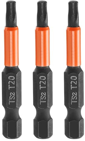 sourcing map Lot de 3 embouts de tournevis à tête Torx T20 de 50 mm de long avec tige hexagonale magnétique inviolable 6 points en forme d'étoile Noir phosphate S2 Outils électriques industriels