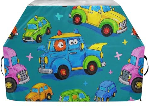 Monster Car Bunte grüne Outdoor-Grill-Abdeckung, 165 cm, wasserdicht, strapazierfähig, flache Grillabdeckung mit verstellbarem Kordelzug für Staub und Wind