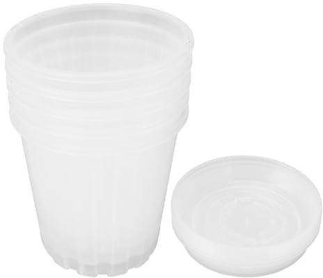 Plastic Orchid Pots With Holes, 5 Set Orchid Planter Plant Pot Orchid Pots Breathable Slotted Orchids Planter With Holes and Saucers Orchid Pots With Holes for Indoor Outdoor (Medium NF140 and 140