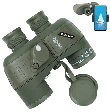BOSTRON 10X50 Taktik-Militär-Fernglas für Erwachsene mit Entfernungsmesser, Kompass, Telefonadapter, BAK4 Prisma FMC-Objektive, IPX7 Wasserdicht Stoßfest, Marine Fernglas für Vogelbeobachtung