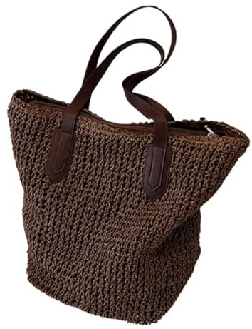 AMENGJ Bolso de Mano de Mujer Bolso de Hombro for Mujer, de Paja, Tejido de Playa, Grande, Informal, de Crochet, for Compras(Color 6)