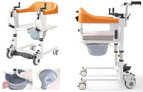 Errzom Transfer Lift Chair Portable Car Lift Aid Transport Chair, Manual Hand Crank Patient Lift Wheelchair for Home, Lightweight Bedside Bathroom Wheelchair for Caregivers Elderly Handicap