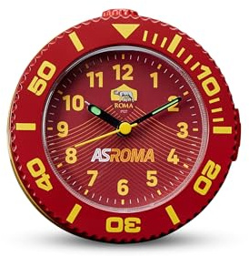 Seven Sveglia analogica A.S. ROMA al quarzo con movimento continuo, Prodotto ufficiale, Calcio, Idea regalo bambini e adulti