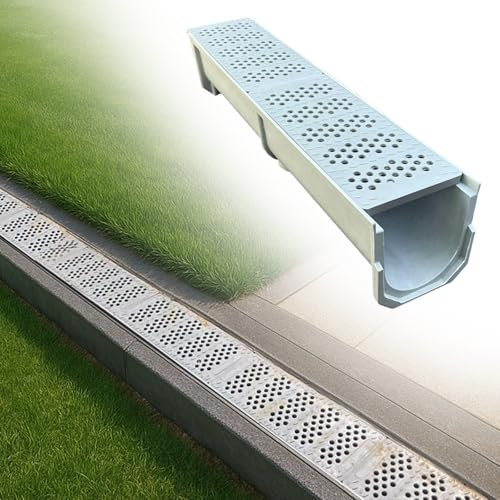 HDZNDH Kastenrinne Entwässerungsrinne Dachrinne Regenrinnen Ablauf Flachdachablauf Abflussrinne Mit Abnehmbarem Gitter Für Garten, Hof & Terrasse