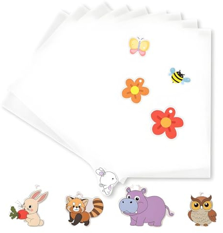 CALLYSONIC 10 Stück A4 Schrumpffolie Durchscheinend, 0.3mm Shrinking Paper, Handmalerei Schrumpfpapier, Schrumpffolie Set für Schlüsselanhänger, DIY Handwerk als Geschenken (Weiß)