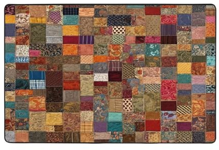 Tapis imprimé patchwork de style africain pour salon, chambre à coucher et bureau - Tapis de sol doux et antidérapant - Tapis d'intérieur moderne - 91,4 x 61 cm