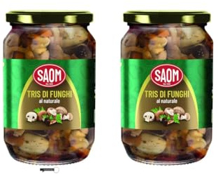 Saom Gemischte Pilze in natürlicher Salzlake, Glasdosen, 550 g, 2 Stück, hergestellt in Italien, + Schlüsselanhänger italy shop service
