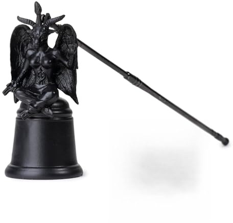 WVOPIAHY Éteignoir gothique Baphomet - En résine noire - Manche de 20 cm - Diamètre de la cloche : 3,7 cm - Pour cadeaux - Éteignoir à bougie pour la plupart des bougies