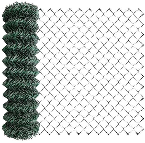 PVC Coated Chain Link Wire Mesh Roll 4mm for Poultry Livestock Netting, Stainless Steel Hardware Cloth, Durable Green Stadium Fence (1.8m x 10m)